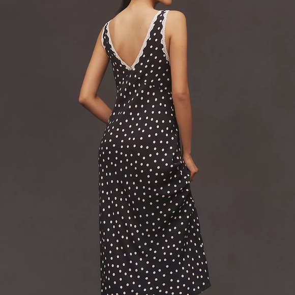 Rixo Sandrine Polka-Dot Woven Midi Dress in Navy Blue Viscose Size XXS NWT - Picture 5 of 12